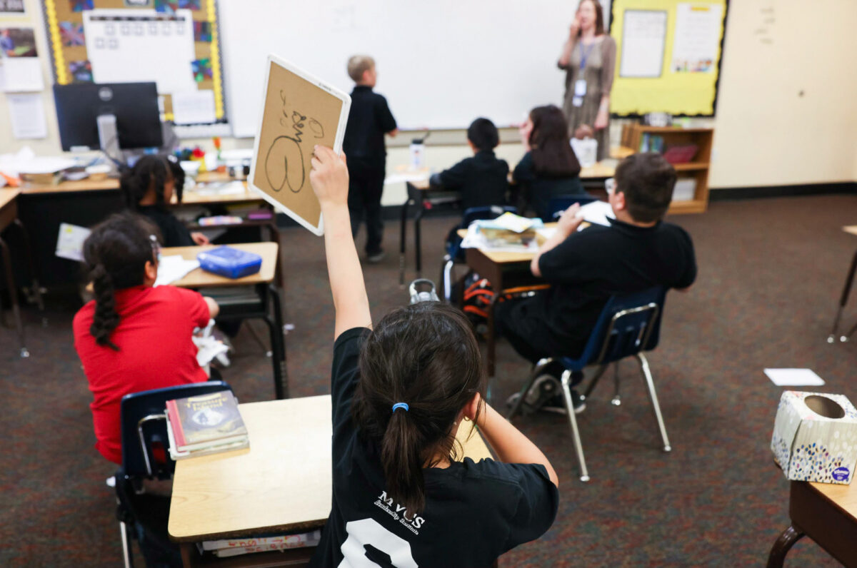 Students at Mountain View Christian School during class in Las Vegas.